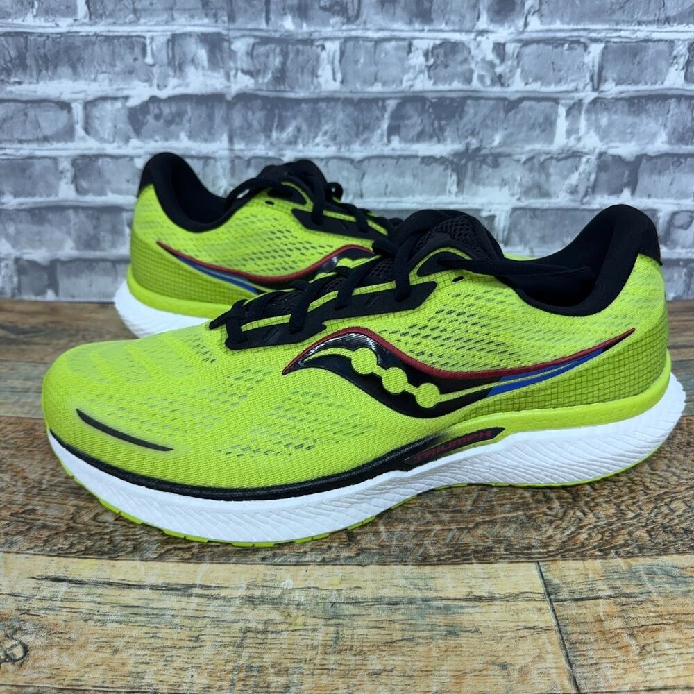 Saucony Triumph 19 Acid Green Black White Running Shoes S20678-25 Mens Sz 13 New